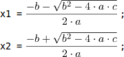 Roots of a quadratic function with LaTeX